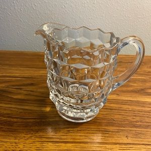 Vintage Fostoria American Pattern Clear Glass Cubist One Pint Pitcher